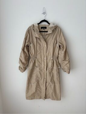 Jones New York Beige Hooded Utility Trench Coat XS Lightweight Jacket